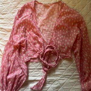 Anthropologie Pink and White Blouse